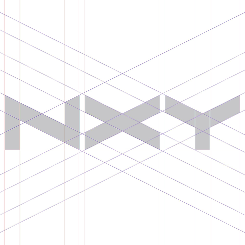 NOXYS design board: the NXY mark on its construction grid